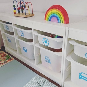Trofast Aufkleber Ordnungsboxen Aufkleber Ordnung im Kinderzimmer Spielbox Organisation Spielzeugaufbewahrung Sticker Montessori Lichtblau