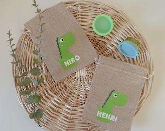 Geschenktüten Dino mit Namen | personalisierte Dino Gift Bags für Kindergeburtstage oder Kindergarten