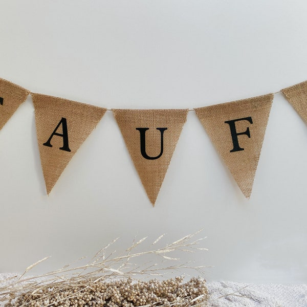 Personalisierte Jute Wimpelkette Taufe, Konfirmation, Kommunion | Jute Girlande mit Namen | Personalisierte Taufdeko | 3 verschiedene Längen