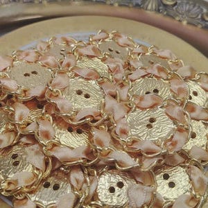 Pack of 10 Luxury Gold and Satin Buttons | Vintage Couture Statement Buttons | 35 mm 40 mm Decorative Buttons for Blazers Coats and Sewing