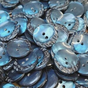 Paquete de 10 botones azules estilo rock vintage | Botones decorativos de costura de 2 agujeros | Botones de moda llamativos de 25 mm, 22 mm y 20 mm