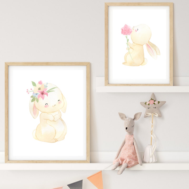 Bunny Nursery Decor/rabbit Nursery Decor/downloadable Prints/woodland ...