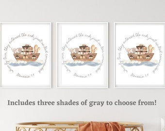 Watercolor Noah's Ark Nursery Print, Christian Wall Art (Digital Download)