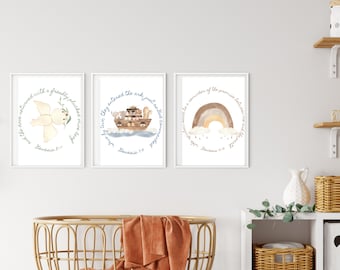 Noah's Ark Nursery Prints, Watercolor Christian Decor (Digital Download)