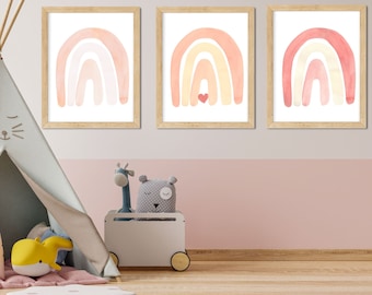 Watercolor Rainbow Nursery Prints, Set of 3 (Digital Download)