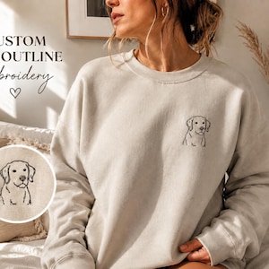 Custom Pet Embroidery Sweatshirt: Minimalist Dog Outline Design