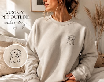 Custom Pet Embroidery Sweatshirt: Minimalist Dog Outline Design
