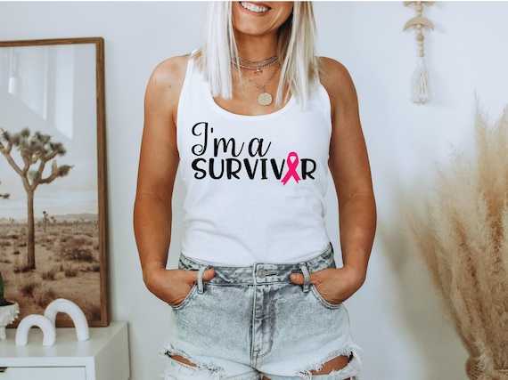 Breast Cancer Awareness Tank Top, I'm A Survivor Tank Top, Women's Racerback Tank Top, Cancer Fighter Shirt, Pink Ribbon Tank Top