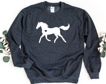 Horse Sweatshirt, Horse Lover Gift, Horse Sweater, Horse Owner Gift, Cute Horse Pullover Sweater, Equestrian Gift