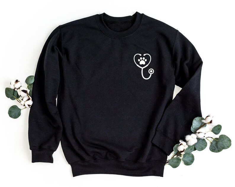 Stethoscope Paw Pocket Sweatshirt, Veterinarian Sweater, Vet Tech Sweater, Veterinarian Gift, Customize Vet Gifts, Personalize Vet Tech Gift image 5