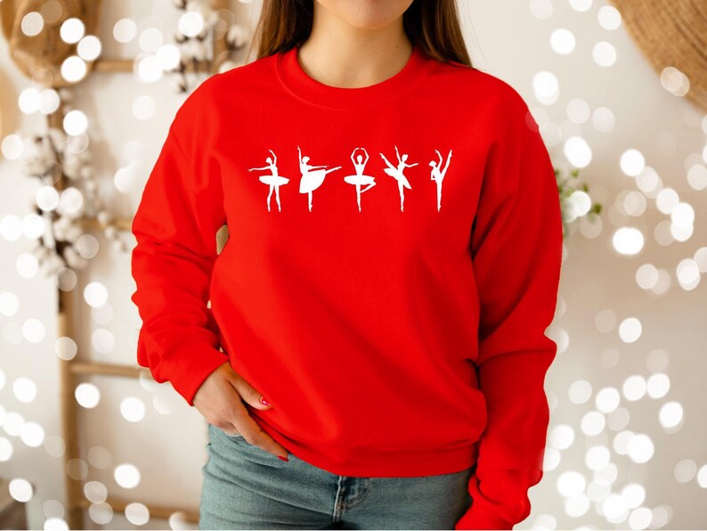 Girls Ballet Sweatshirt, Ballerina Dance Crewneck, Ballet Lover Gift Top, Dancer Pullover, Ballet Practice Outfit, Dance Teacher Shirt image 4