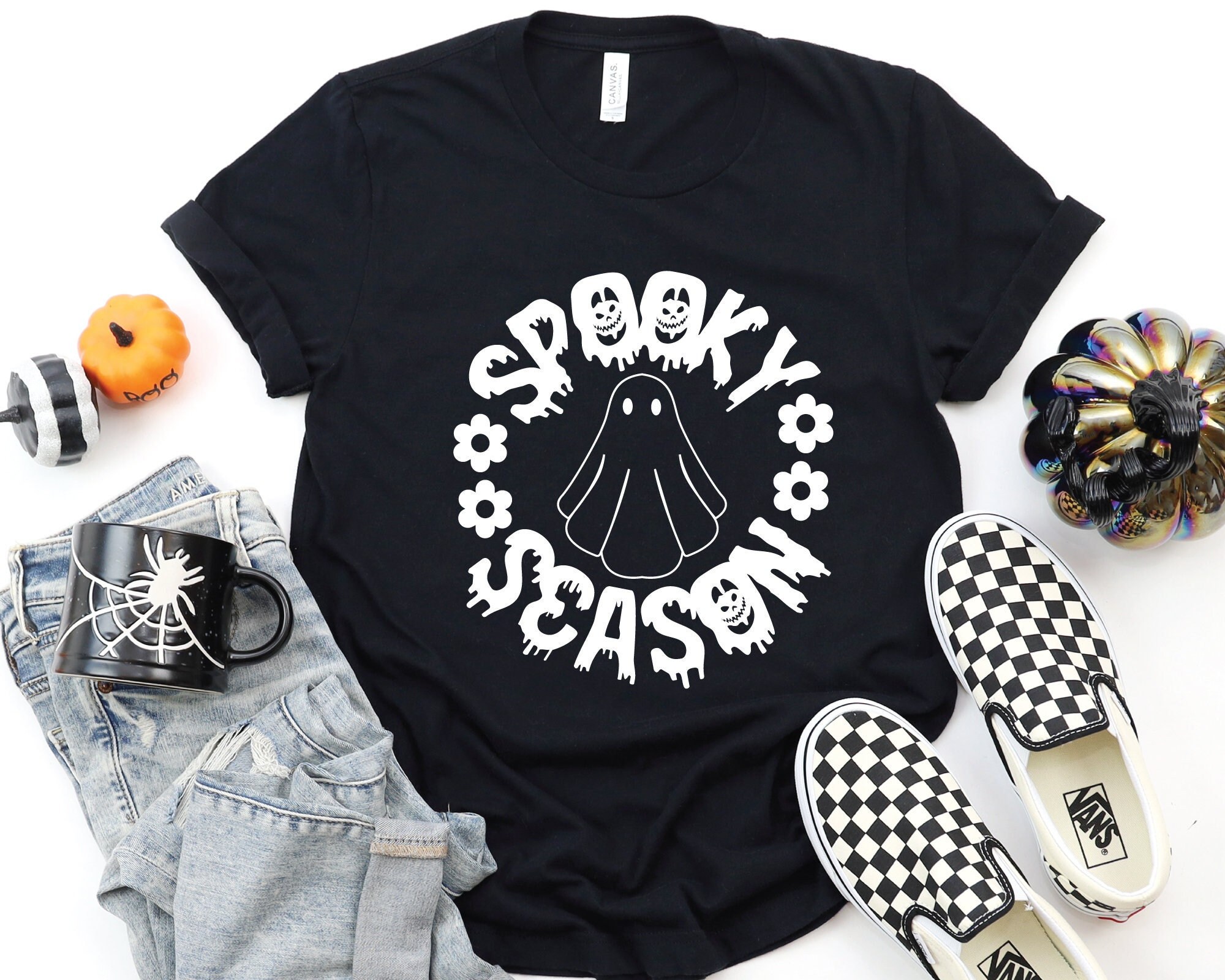 Discover Spooky Season Shirt, Halloween Shirt, Fall Shirt, Spooky Vibes Shirt, Gift For Halloween, Pumpkin Shirt, Ghost Shirt