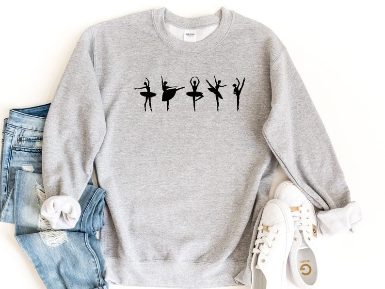 Girls Ballet Sweatshirt, Ballerina Dance Crewneck, Ballet Lover Gift Top, Dancer Pullover, Ballet Practice Outfit, Dance Teacher Shirt image 6