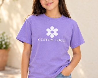 Custom Logo Youth Comfort Colors Shirt, Personalized Unisex T-Shirt, Your Words or Name Printed Tee, Adult or Youth