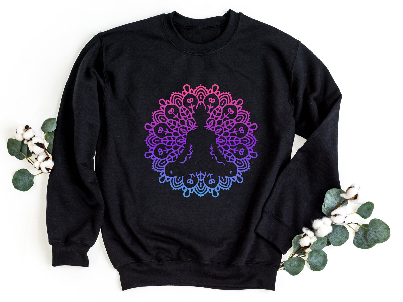 White Buddha Design Sweatshirt main image 1