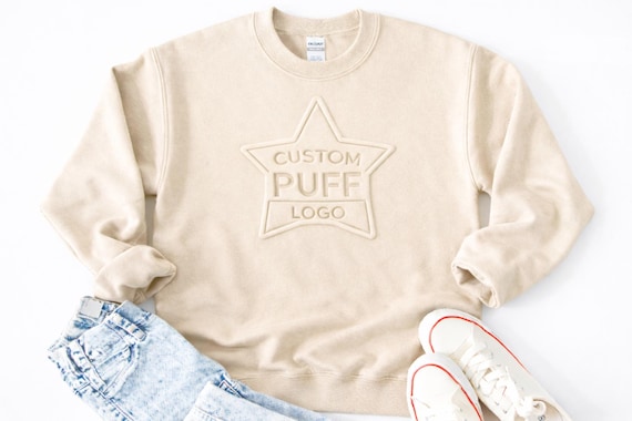 Raised Puff Print Sweatshirt: Custom 3D Logo, Soft Cotton Blend