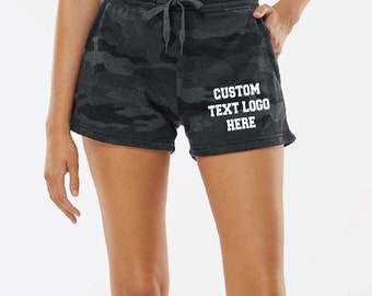 Custom Text Women's Fleece Shorts, Personalized Logo Women’s Lightweight Premium Fleece Shorts, Team Fan Fleece Short, logo fleece shorts