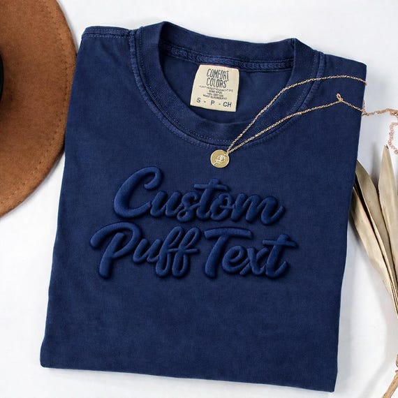 Custom Puff Print T-Shirt - Relaxed Fit, Garment Dyed Cotton, Comfort Color