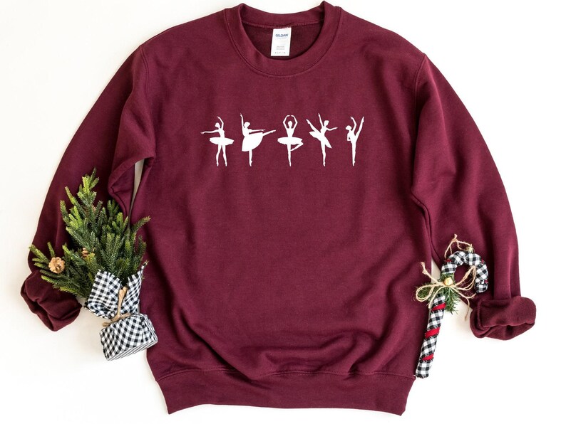Girls Ballet Sweatshirt, Ballerina Dance Crewneck, Ballet Lover Gift Top, Dancer Pullover, Ballet Practice Outfit, Dance Teacher Shirt image 3