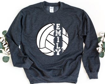 Custom Volleyball Sweatshirt, Personalized Volleyball Crewneck Sweatshirt, Gift For Volleyball Player, Game Day Sweater, Volleyball Pullover