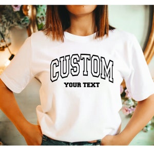 Casual Chic: Camiseta con estampado de letras universitarias para hombres/mujeres, camisa con letras universitarias de estilo vintage para Casual Chic, camiseta personalizada con letras universitarias