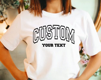 Casual Chic: College Letter Print T-Shirt for Men/Women, Vintage Style College Letter Shirt for Casual Chic, Custom College Letters Tee