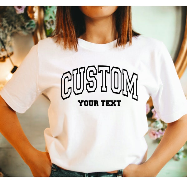 Casual Chic: College Letter Print T-Shirt for Men/Women, Vintage Style College Letter Shirt for Casual Chic, Custom College Letters Tee