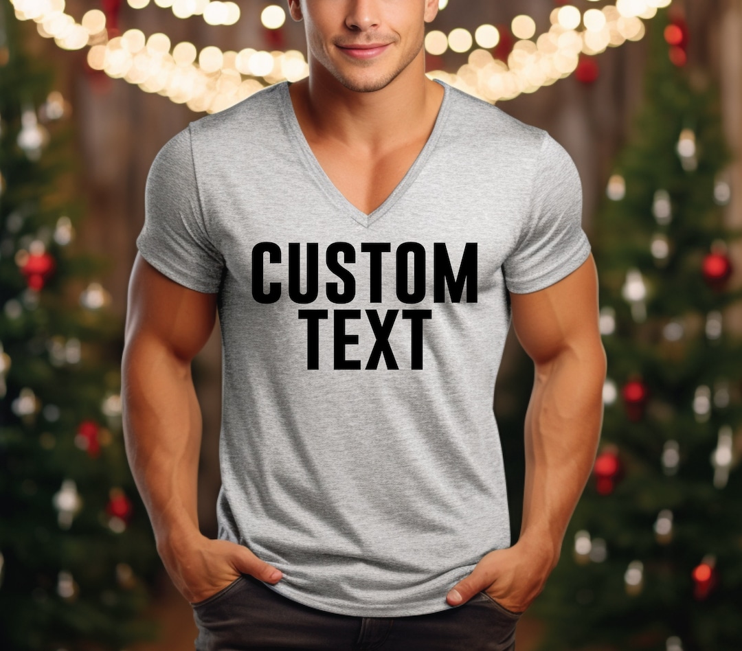 Custom V-neck Shirt - Tailored Text & Image Designs, Soft Comfort Wear ...