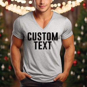Custom V-Neck Shirt - Tailored Text & Image Designs, Soft Comfort Wear, Perfect for Personal Style or Unique Gift Ideas
