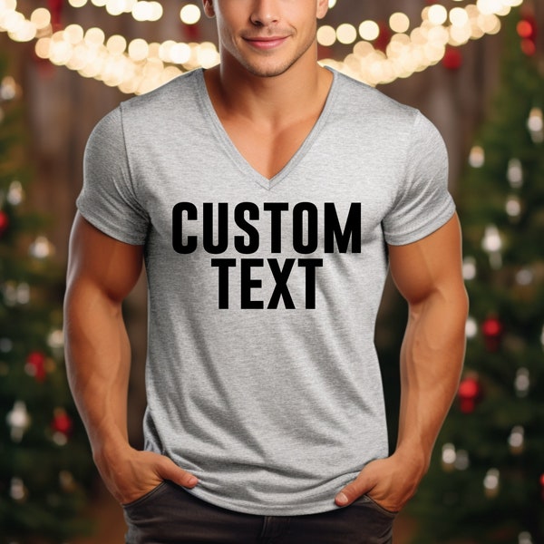 Custom V-Neck Shirt - Tailored Text & Image Designs, Soft Comfort Wear, Perfect for Personal Style or Unique Gift Ideas