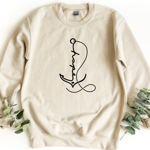 Moletom Hope Anchor, pulôver Hope Anchor Crewneck, moletom Anchor, suéter Have Hope, moletom de verão praia, moletom baseado na fé