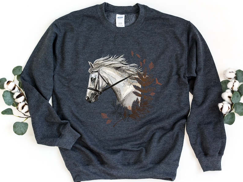 Horse Art Print Casual Cotton Sweatshirt