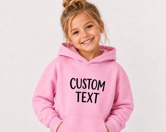 Hoodie für Kinder und Kleinkinder mit individuellem Text, individuellem Namen oder Logo