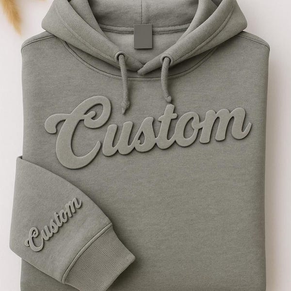 Felpa con stampa personalizzata a rilievo - Felpa con cappuccio personalizzata con testo in rilievo 3D, regalo con scritta in rilievo
