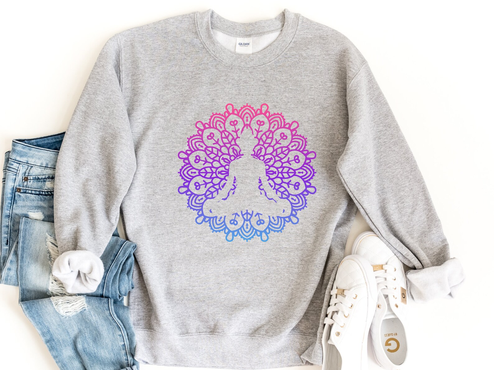 White Buddha Design Sweatshirt