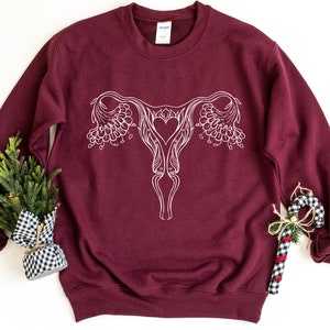 Floral Uterus Sweatshirt, Anatomical Uterus Sweatshirt, Pro Choice Crewneck Sweat, Feminist Gift, Women's Rights Pullover, Gynecologist Gift