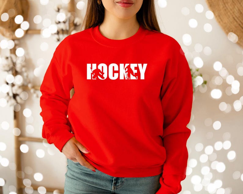 Hockey Sweatshirt, Ice Hockey Sweater, Hockey Player Sweatshirt, Hockey Gifts, Hockey Coach Pullover, Hockey Lover Gift image 3