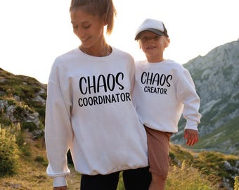 Chaos Coordinator SweatShirt, Funny Mother Matching Long Sleeve Sweater, Chaos Creator Sweatshirt, Funny Mom Crewneck Pullover