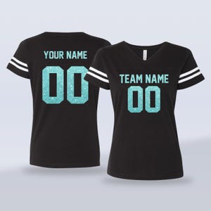 Glitter Text Personalisierte Fußball Jersey Shirt, maßgeschneiderte Fußball JERSEY, Machen Sie Ihren eigenen Namen und Nummer Jersey, Team Erwachsene Frauen Jersey