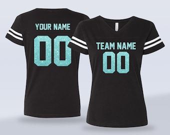 Glitter Text Personalized Football Jersey Shirt, Customized Football JERSEY, Make Your Own Name and Number Jersey, Team Adult Women Jersey