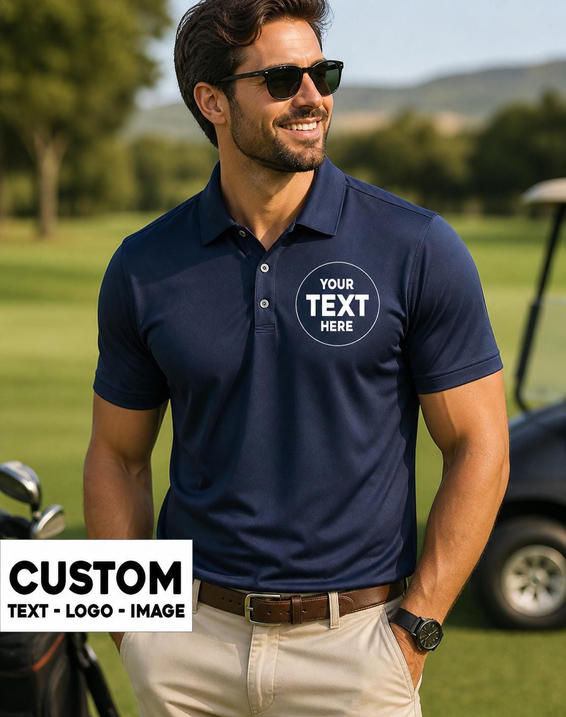 Custom Logo Polo Shirt - Personalized Text Team, Corporate, and Golf Styles