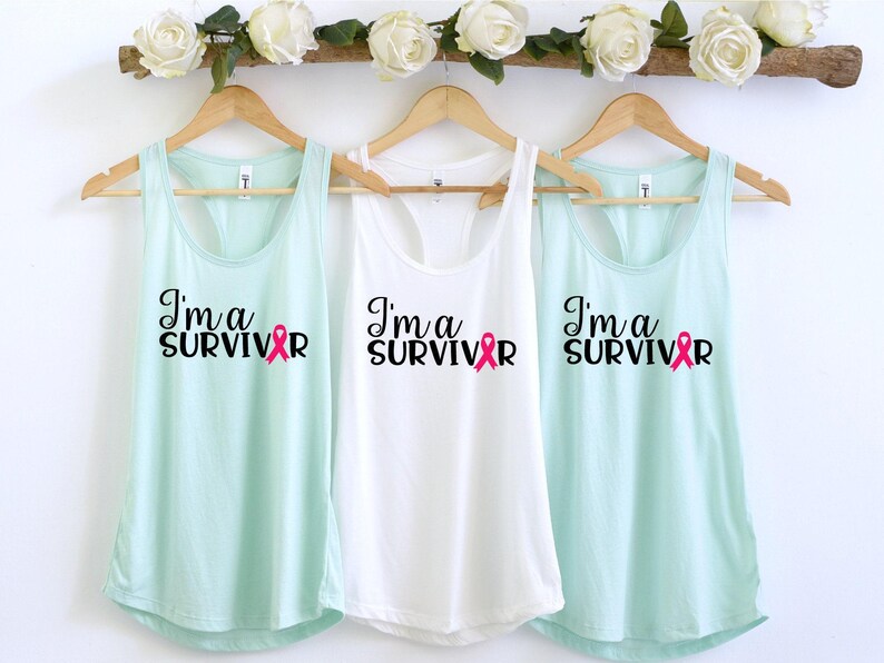 Breast Cancer Awareness Tank Top, I'm A Survivor Tank Top, Women's Racerback Tank Top, Cancer Fighter Shirt, Pink Ribbon Tank Top image 4