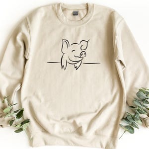 Pig Sweatshirt, Pig Lover Gift, Pig Sweater, Pig Gifts, Farm Sweatshirt, Pig Oversize Sweatshirt, Pig Crewneck image 1