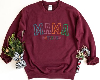 Mama Est Sweatshirt, Mothers Day Sweater, Mama Oversize
