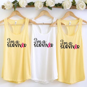 Breast Cancer Awareness Tank Top, I'm A Survivor Tank Top, Women's Racerback Tank Top, Cancer Fighter Shirt, Pink Ribbon Tank Top image 2