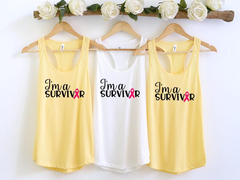 Breast Cancer Awareness Tank Top, I'm A Survivor Tank Top, Women's Racerback Tank Top, Cancer Fighter Shirt, Pink Ribbon Tank Top image 2