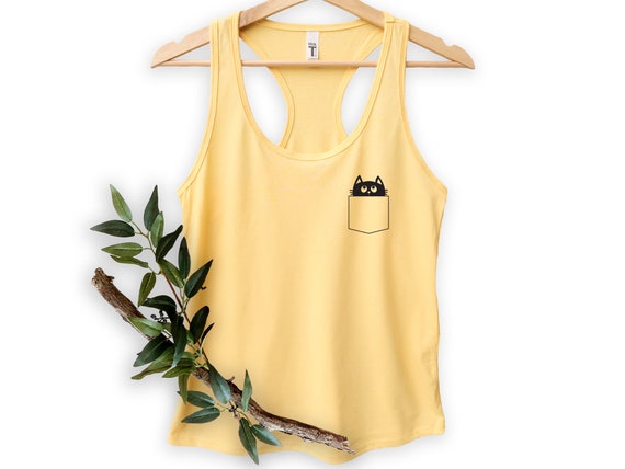 Cat Pocket Tank Tops Funny Cat Kitten in the Pocket Cat Lover Gift Black Cat Shirt Cute Cat for Women Kitty Kitten Racerback Tank Etsy