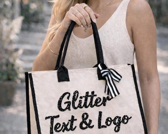 Personalized Glitter Tote Bag - Custom Print on Durable Canvas