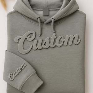 Personalized Puff Print Sweatshirt - Custom 3D Raised Text Hoodie, Embossed Lettering Gift