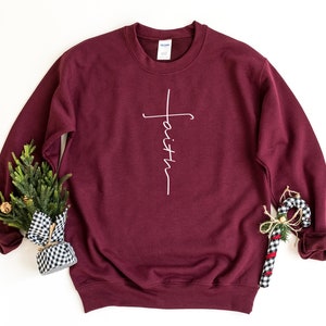 Glaube Kreuz Sweatshirt, christliches Sweatshirt, Glaube Kreuz Rundhalspullover, religiöses Sweatshirt, christliches Geschenk, Jesus Sweatshirt